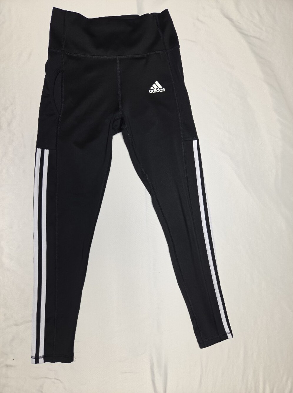 adidas Aeroready Black 3-Stripe High Waisted Leggings Size S Pockets Eco